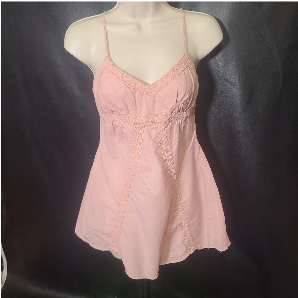 maurices Baby Pink Long Lace Hemmed Fit and Flare Cammy Top Size Small